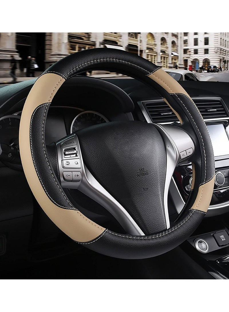 غطاء عجلة القيادة من الجلد مناسب للكون - غير قابل للانزلاق، واقي من الألياف الدقيقة القابلة للتنفس لمعظم السيارات - تعزيز الراحة والأناقة - Image 2