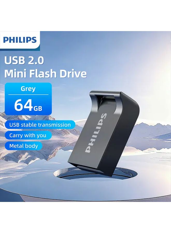 Philips 64GB Gray USB Flash Drive USB C and USB A Compatible Plug and Play - Image 1