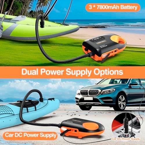 FOWAWU 7800 * 3 mAh Electric Paddle Board Pump, 20 PSI Inflatable Sup Pump Intelligent Dual Stage Inflation & Deflation, Auto-Off, Paddleboard Pump with DC 12V Car Connector - Image 2