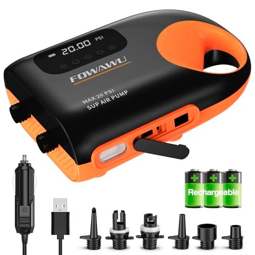 FOWAWU 7800 * 3 mAh Electric Paddle Board Pump, 20 PSI Inflatable Sup Pump Intelligent Dual Stage Inflation & Deflation, Auto-Off, Paddleboard Pump with DC 12V Car Connector - Image 1
