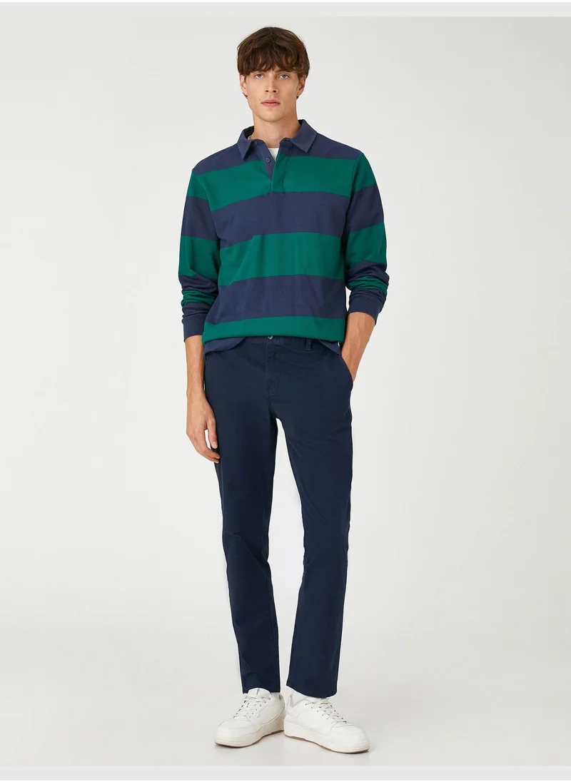 كوتون Basic Chino Trousers Buttoned Pocket Detail