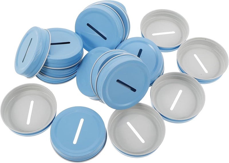 Garneck 20pcs 70mm Mason Jar Coin Bank Slot Lids Tinplate Sealing Covers Replacement Canning Jar Wide Mouth Lids for Kitchen Storage and DIY Craft Use - Image 1