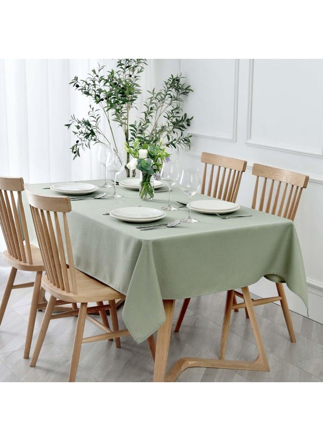 maxmill Rectangle Textured Tablecloth Waterproof Spillproof Wrinkle Free Table Cloth, Kitchen Dinning Tabletop Decoration, Fabric Table Cover for Outdoor and Indoor Use, 52 x 70 Inch, Sage Green - Image 1