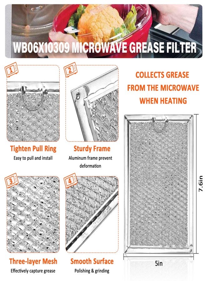 Fetechmate فلاتر ميكروويف WB06X10309 و WB06X10359، مقاس 7.5 × 5 بوصة، متوافقة مع أفران ميكروويف GE وLG وKenmore من Fetechmate، بديلة لفلاتر الشحوم WB06X10654، مقاس 5 × 7-5/8 بوصة - عبوتان في العلبة - Image 2