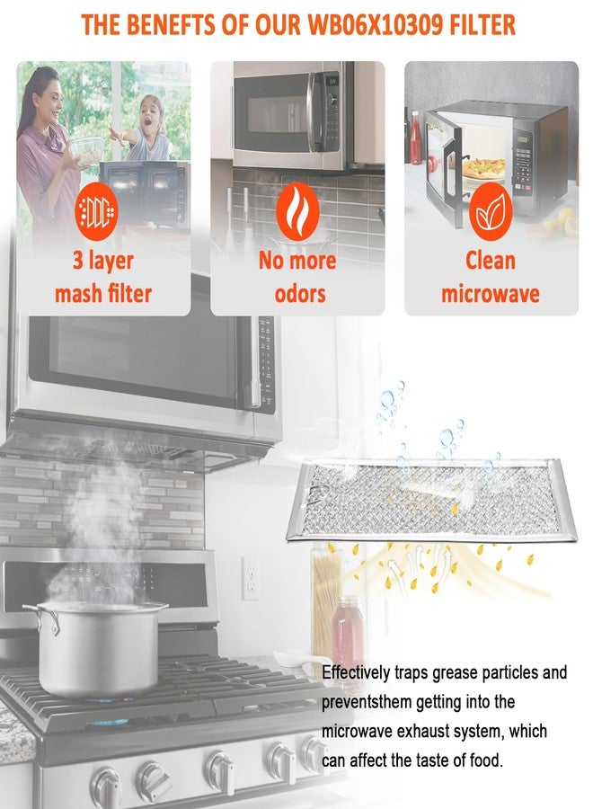 Fetechmate فلاتر ميكروويف WB06X10309 و WB06X10359، مقاس 7.5 × 5 بوصة، متوافقة مع أفران ميكروويف GE وLG وKenmore من Fetechmate، بديلة لفلاتر الشحوم WB06X10654، مقاس 5 × 7-5/8 بوصة - عبوتان في العلبة - Image 4