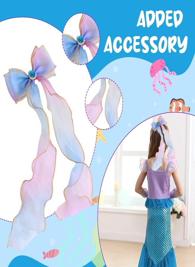 PATPAT® Mermaid Costume Kids,Mermaid Dress for Girls,with Matching Jewelry & Hair Clip Dress kit Princess Costumes Fancy for Christmas Birthday Party and Birthday Party-Purple-6Years-7Years. - Image 5