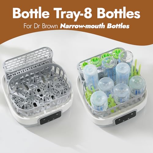 NCVI جهاز تعقيم وتجفيف زجاجات الأطفال NCVI لمدة 20 دقيقة مع صواني زجاجات لـ 8/6 زجاجات، تعقيم بالبخار الكهربائي السريع لجميع الزجاجات، المصاصات، عضاضات الأسنان وأجزاء مضخات الثدي - Image 5