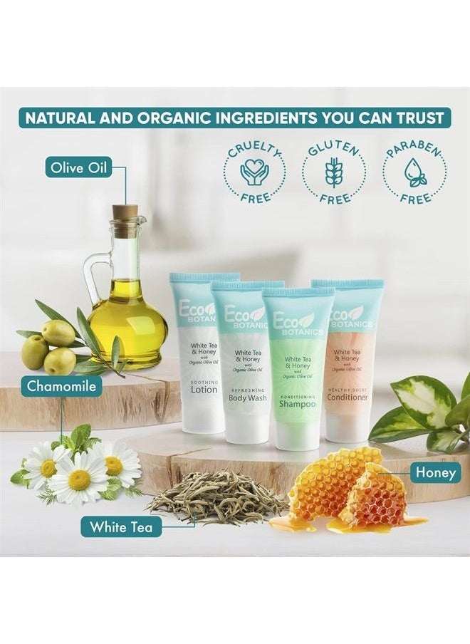 Terra Pure - Eco Botanics 0.85 oz. Toiletries Set | 1-Shoppe All-In-Kit Amenities For Hotels, Airbnb & Rentals | Hotel Shampoo & Conditioner, Body Wash, Body Lotion | 80 Piece Travel Set - Image 1