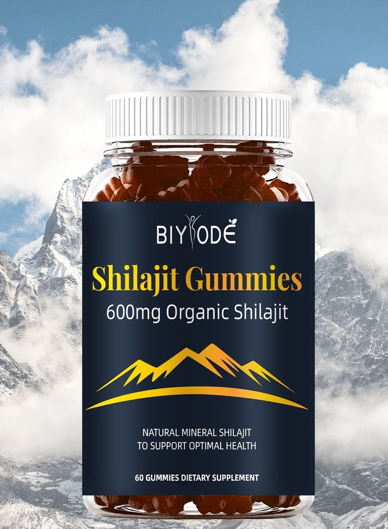 BIYODE Himalayan Shilajit Gummies(Shilajeet) for Men and Women - 600 mg Equivalent - Natural Energy & Stamina Booster - 60 Veg Gummies| Made in USA - Fulvic Mineral Supplement - Image 1
