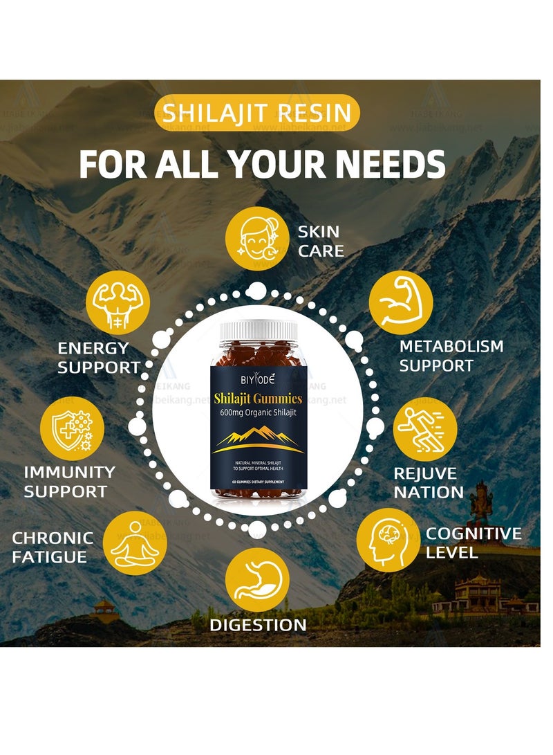 BIYODE Himalayan Shilajit Gummies(Shilajeet) for Men and Women - 600 mg Equivalent - Natural Energy & Stamina Booster - 60 Veg Gummies| Made in USA - Fulvic Mineral Supplement - Image 3