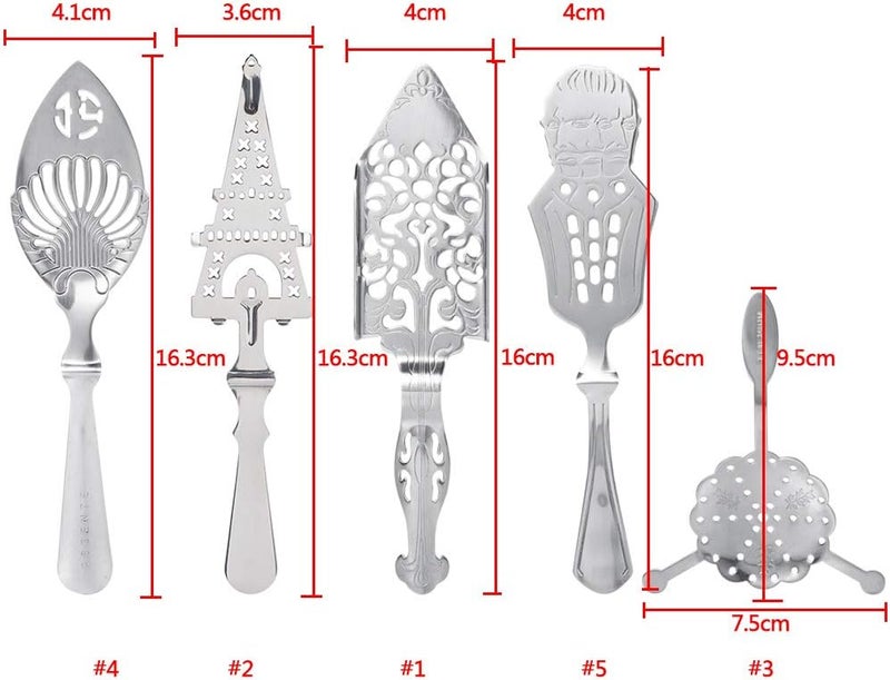 Haofy Absinthe Spoon, Stainless Steel Wormwood Spoon, 4 Optional Types, Bitter Scoop Glass Cup Drinking Filter, Bar Cocktail Tea Coffee Stirring Slotted Spoon(#1) - Image 5