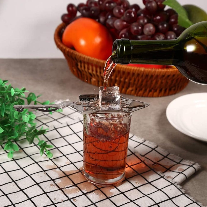 Haofy Absinthe Spoon, Stainless Steel Wormwood Spoon, 4 Optional Types, Bitter Scoop Glass Cup Drinking Filter, Bar Cocktail Tea Coffee Stirring Slotted Spoon(#1) - Image 1