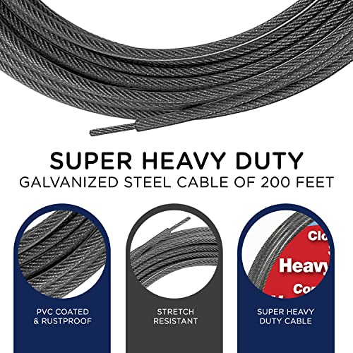 Strata 200 Feet Clothesline Outdoor Heavy Duty Galvanized Wire Steel Cable, Silver PVC Coating - Clothes Line Wires for Outside Laundry Drying - Image 2