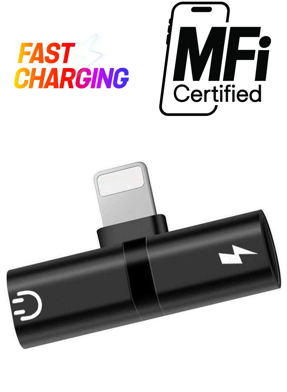 LEDIN iPhone Dual Lightning Headphone Adapter Audio Charger Jack Dongle 2in1 AUX Cable Charging Splitter MFI Certified Earphone Cord Converter for iPhone