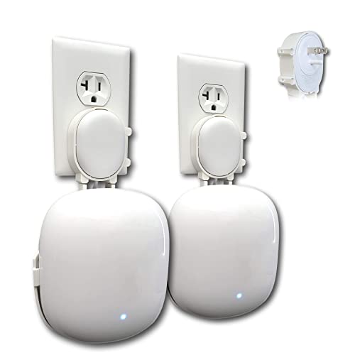 Mount Genie The Nest WiFi Pro Genie Wall Mount Outlet Holder Stand (2-Pack) | Lowest Profile | Open Access | No Messy Screws or Tape | Reinforced Support | Horizontal and Vertical Outlets - Image 1