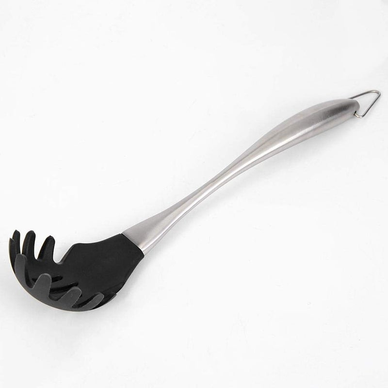 NILKANTH NILKANTH Kitchen Premium Silicone Spaghetti Server Pasta Spoon Fork Pasta Sever Spaghetti Fork with Stainless Steel Handle Black 1Pcs  - Image 4