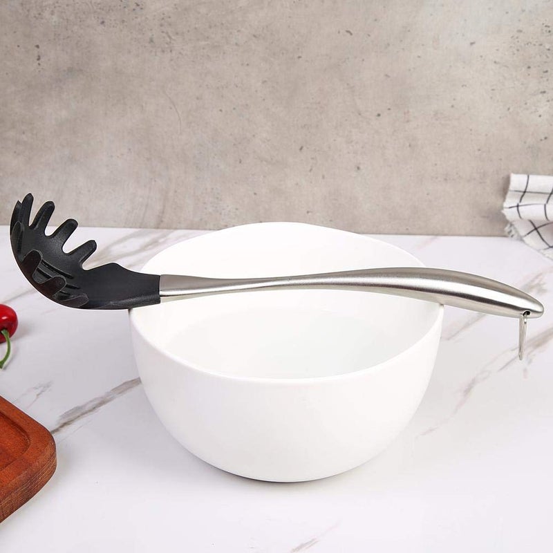 NILKANTH NILKANTH Kitchen Premium Silicone Spaghetti Server Pasta Spoon Fork Pasta Sever Spaghetti Fork with Stainless Steel Handle Black 1Pcs  - Image 5