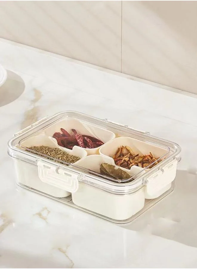 QUESERA 4 COMPARTMENT SNACK SERVING TRAY WITH LID AND HANDLE AND TONG-SET OF 2