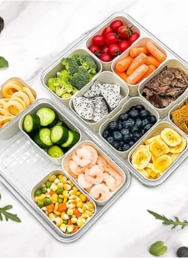 QUESERA 4 COMPARTMENT SNACK SERVING TRAY WITH LID AND HANDLE AND TONG-SET OF 2