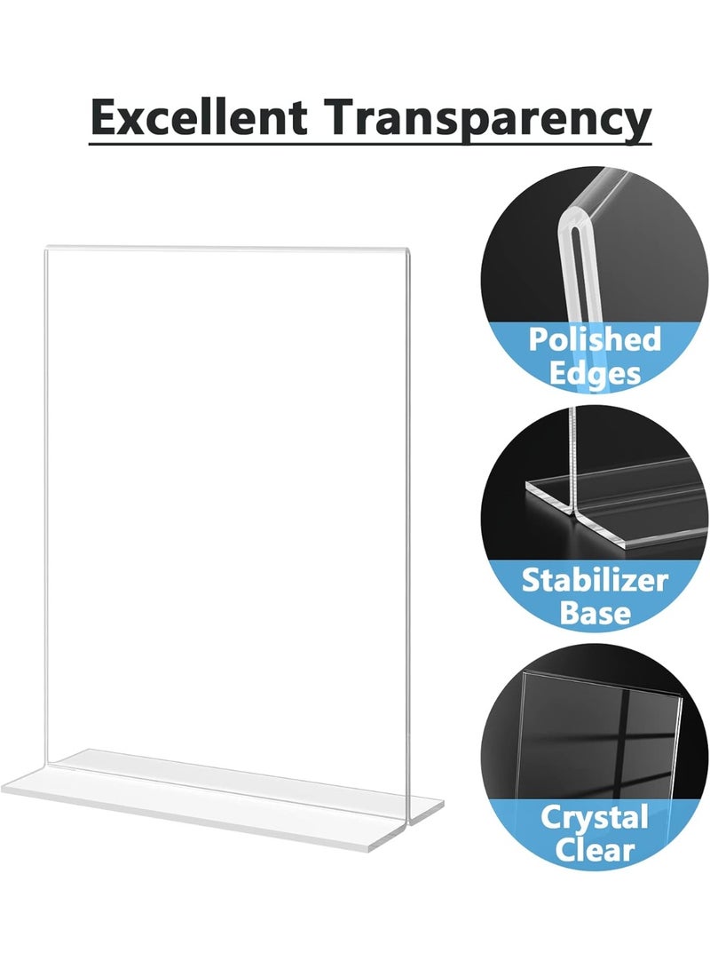 Slasa SLASA Acrylic Sign Holder 5x7 inches Double Sided Sign Holder Table Top Display Stand Clear Plastic Sign Frame Menu Display Stands Perfect for Office, Restaurants, Store, 6 Pack - Image 4