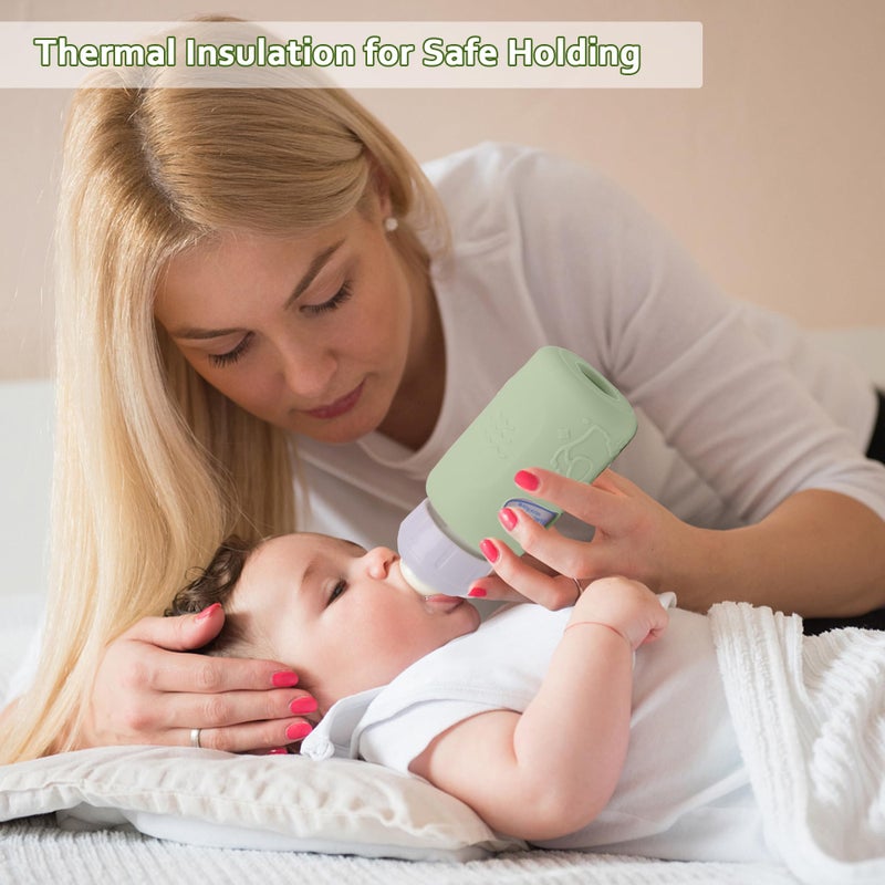 KingKam 4 Pack Silicone Sleeves for Dr. Brown's Glass Baby Bottles, Anti Breakage Baby Bottle Sleeves Holder, Compatible with Dr. Brown's Anti-Colic Options+ Narrow Glass Baby Bottles, 4 oz/120 mL - Image 4