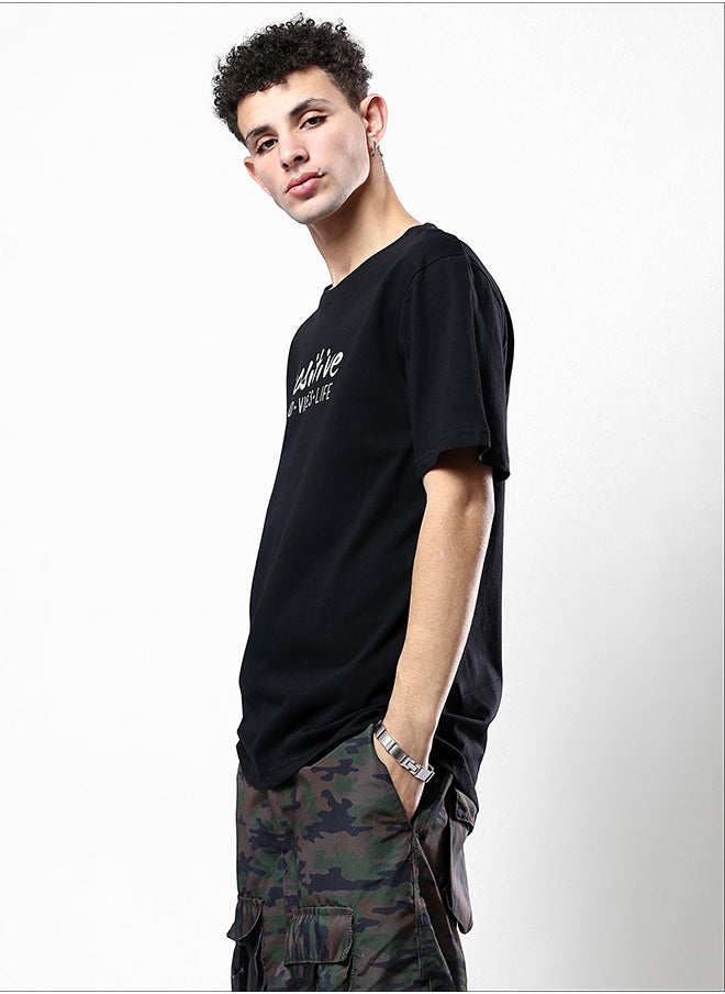 RAVIN Slip On Black Printed "Positive" Tee  - Image 2