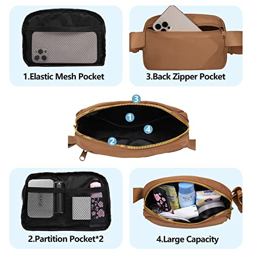VOROLO Fanny Pack For Women And Men Crossbody Bag Belt Bag with Adjustable Strap Graduation Gifts Brown - Image 3