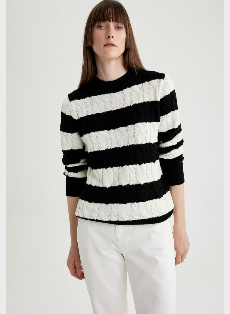DeFacto Zip Stripe Detail Sweater - Image 1