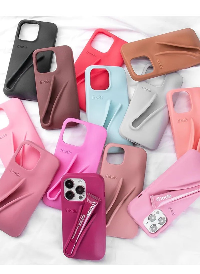 rhode iPhone 12/13 Pro Max Silicone Case Lip Holder for Cell Phone, Lip Gloss Adhesive Sleeve for Phone, Lip Holder Stick-on Phone Case, Back Stick On Holder for iPhone Phones (PINK)  - Image 5