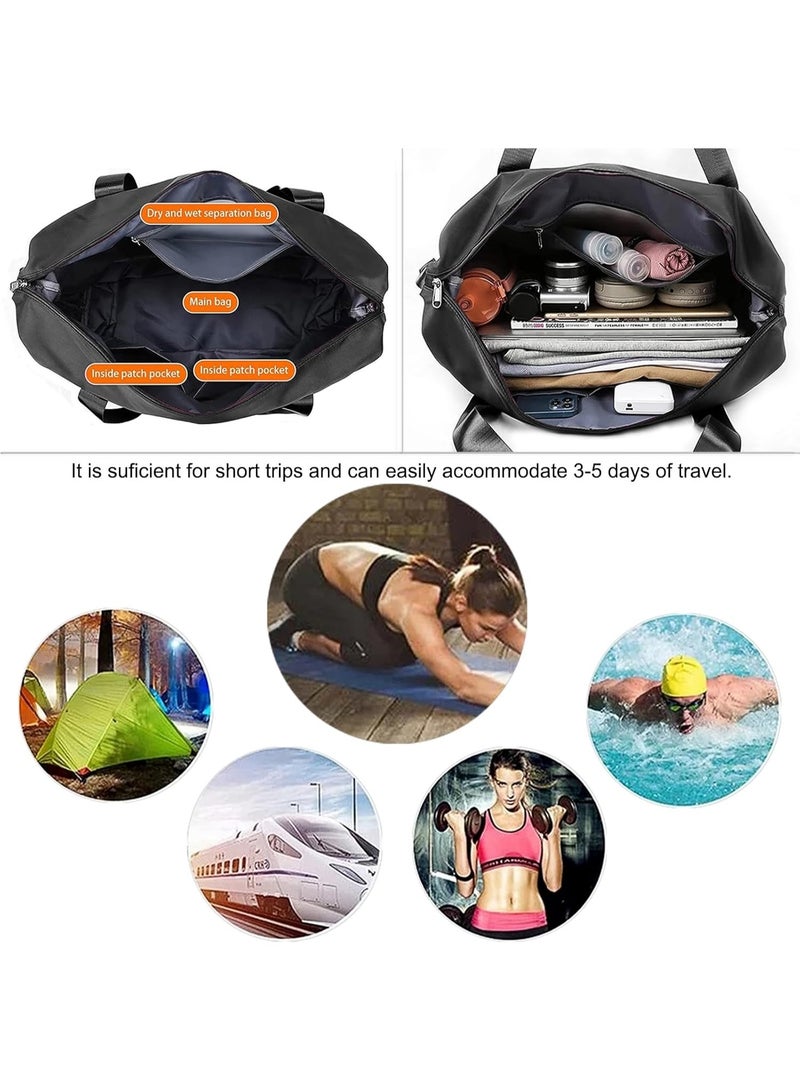 Large, foldable, water-resistant handbag suitable for travel, black color - Image 5