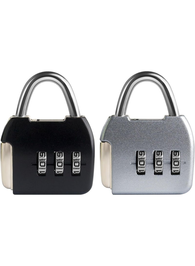 OSHIMA 2PCS Small Combination Padlock, 3 Digit Combination Padlock Travel Luggage Backpack Zipper Padlock, Waterproof Outdoor Padlock for School Gym Locker Fence Gate Shed Storage Unit - Image 1