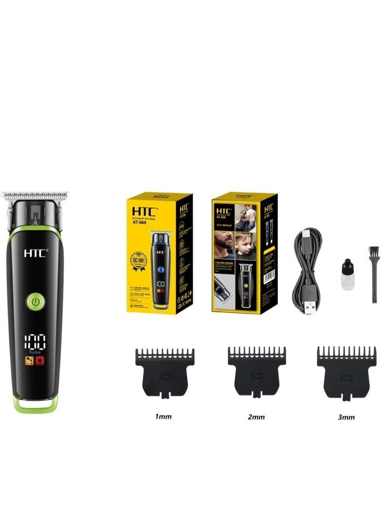 HTC AT-569 LCD Display Magnetic Cap Lithium Battery Rechargeable Hair Clipper - Image 1