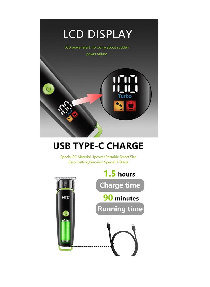 HTC AT-569 LCD Display Magnetic Cap Lithium Battery Rechargeable Hair Clipper - Image 2