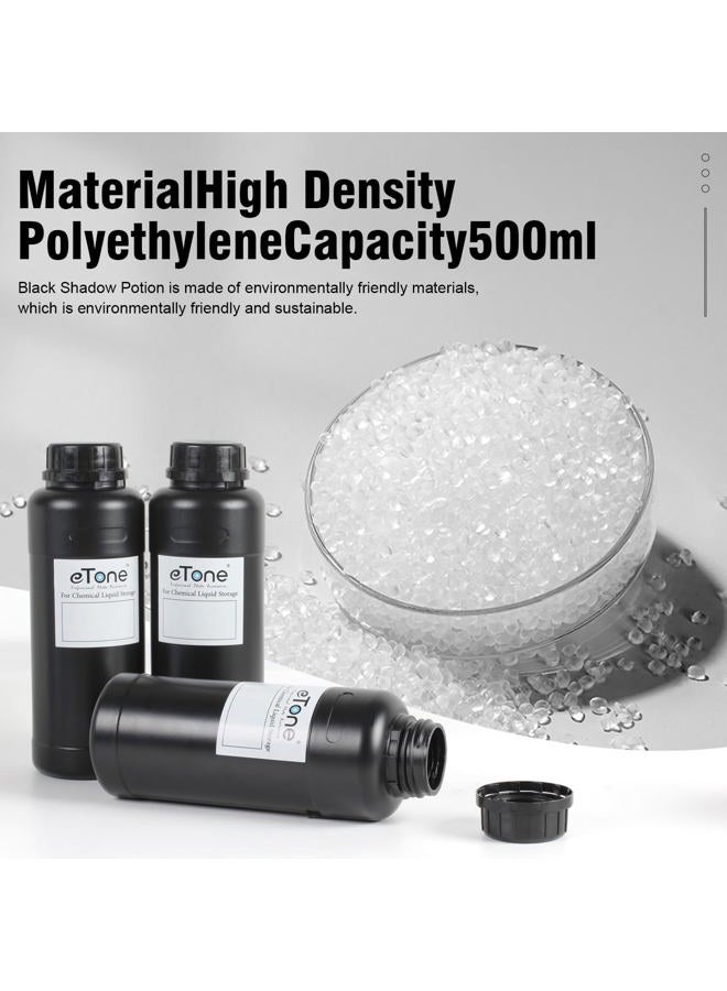 eTone 3X 500ml Darkroom Chemical Storage Bottles with Caps Film Photo Developing Processing Equipment (black) - Image 2