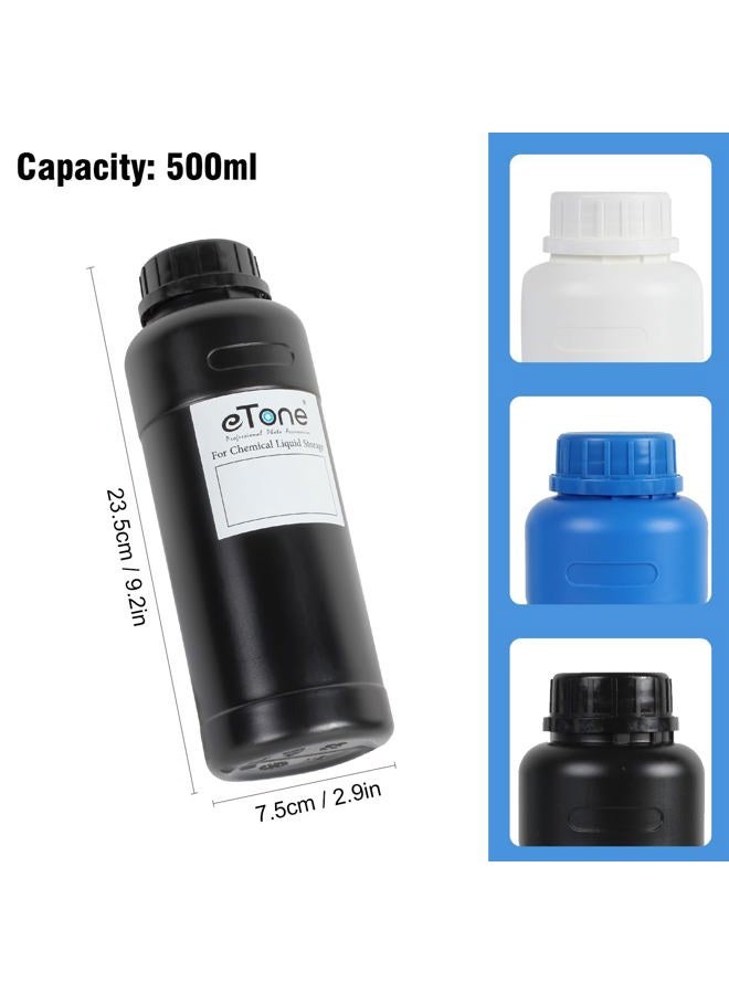 eTone 3X 500ml Darkroom Chemical Storage Bottles with Caps Film Photo Developing Processing Equipment (black) - Image 3