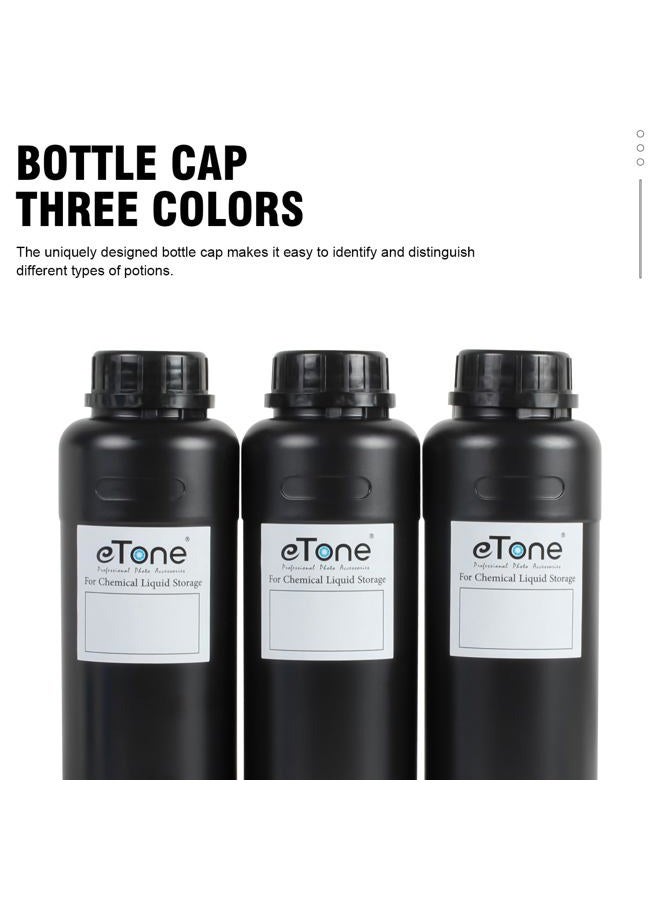eTone 3X 500ml Darkroom Chemical Storage Bottles with Caps Film Photo Developing Processing Equipment (black) - Image 4