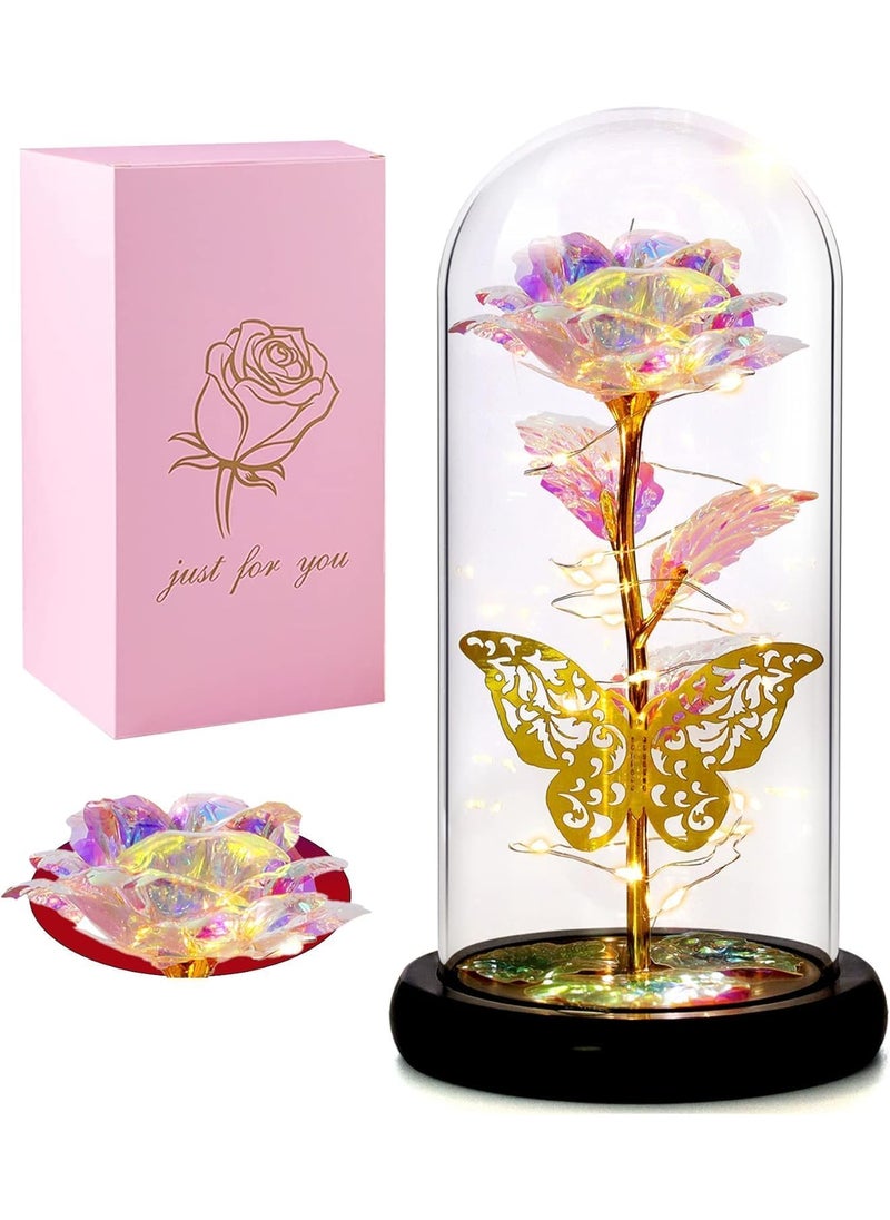 Annie - ANNIE Forever Rose Galaxy Glass Rose Flower and Butterfly with LED Light Night Lamp & Great Gift Ideas for Valentine's Day Mother’s Day Birthday Anniversary Engagement for Women & Girls. - Image 1