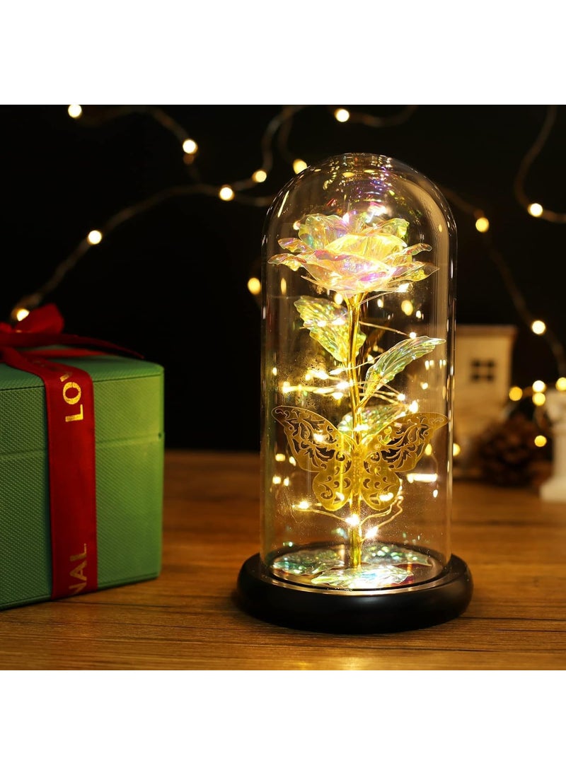 Annie - ANNIE Forever Rose Galaxy Glass Rose Flower and Butterfly with LED Light Night Lamp & Great Gift Ideas for Valentine's Day Mother’s Day Birthday Anniversary Engagement for Women & Girls. - Image 1