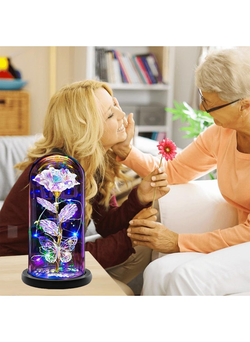 Annie - ANNIE Forever Rose Galaxy Glass Rose Flower and Butterfly with LED Light Night Lamp & Great Gift Ideas for Valentine's Day Mother’s Day Birthday Anniversary Engagement for Women & Girls. - Image 1