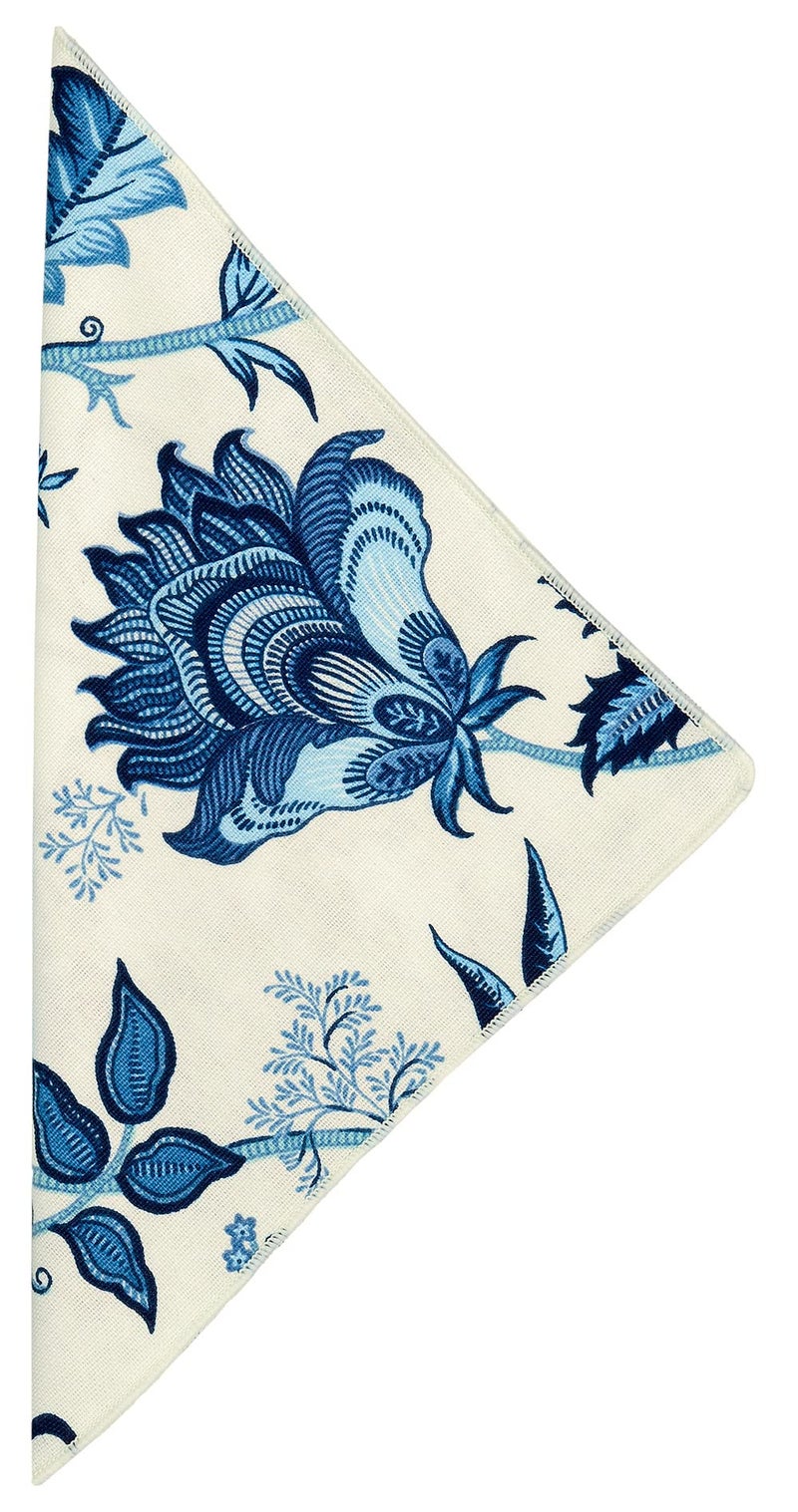 Decorative Things مجموعة مناديل قماشية مزخرفة، 4 قطع، مناديل قطنية، مائدة عشاء، 18 بوصة، ديكور طاولة زفاف في الفناء الخلفي أو الشاطئ أو حفل حمام السباحة، أزرق، أبيض كريمي، صنع في الولايات المتحدة الأمريكية - Image 2
