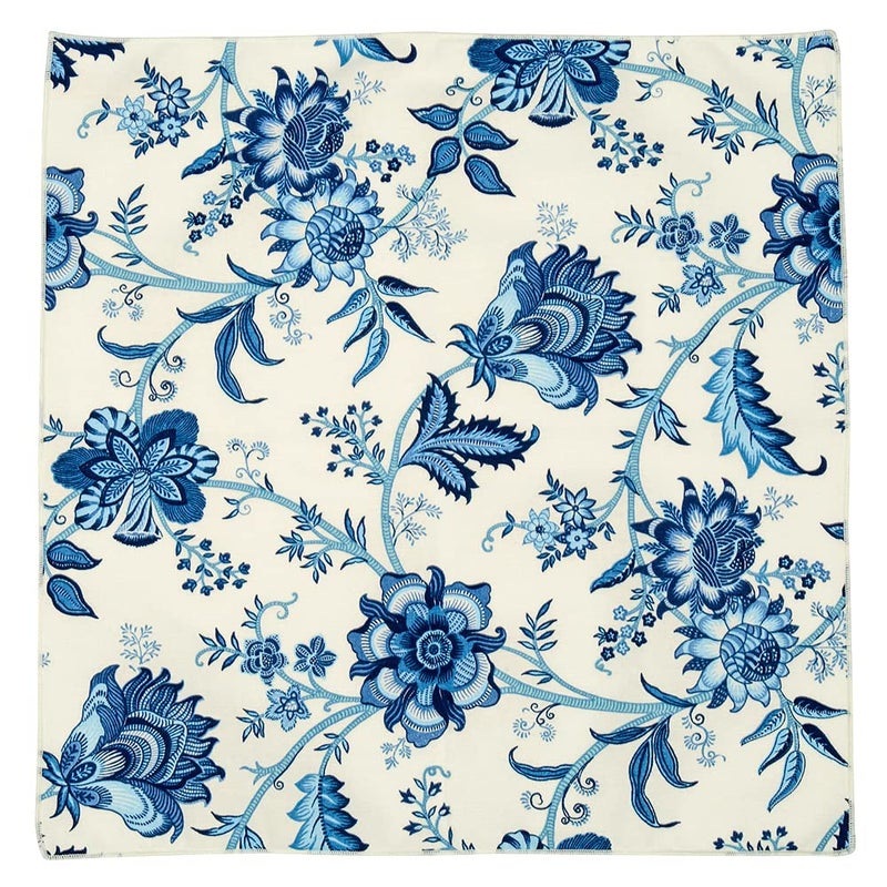 Decorative Things مجموعة مناديل قماشية مزخرفة، 4 قطع، مناديل قطنية، مائدة عشاء، 18 بوصة، ديكور طاولة زفاف في الفناء الخلفي أو الشاطئ أو حفل حمام السباحة، أزرق، أبيض كريمي، صنع في الولايات المتحدة الأمريكية - Image 4
