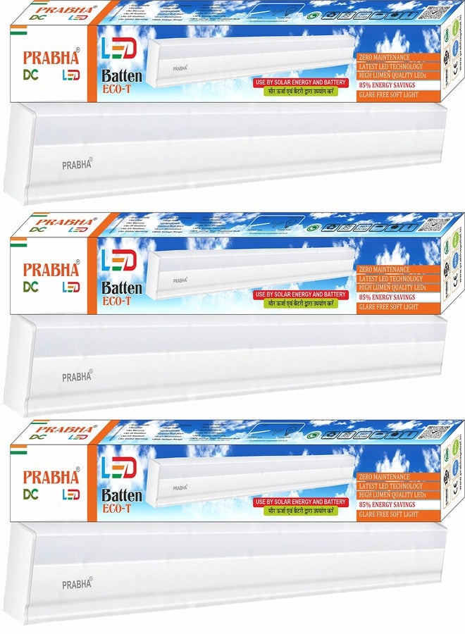 Prabha 7W LED Tube Light, White, Pack of 3, (PRA7WDCLTWH3) - Image 1