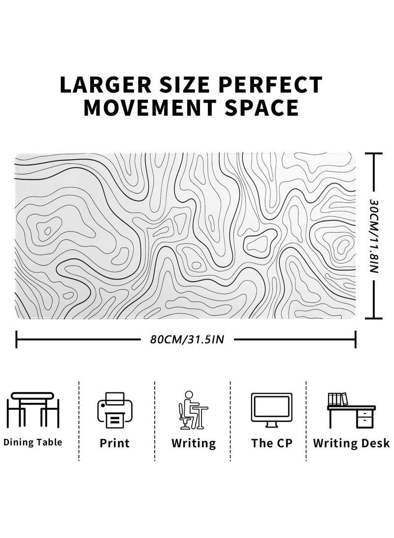 FLOWING Large Mouse Pad Extended Gaming Mouse Pad Non-Slip Rubber Base Mouse pad Office Desk Mat Desk Pad Smooth Cloth Surface Keyboard Mouse Pads for Computers (800 * 300 * 3mm） - Image 2