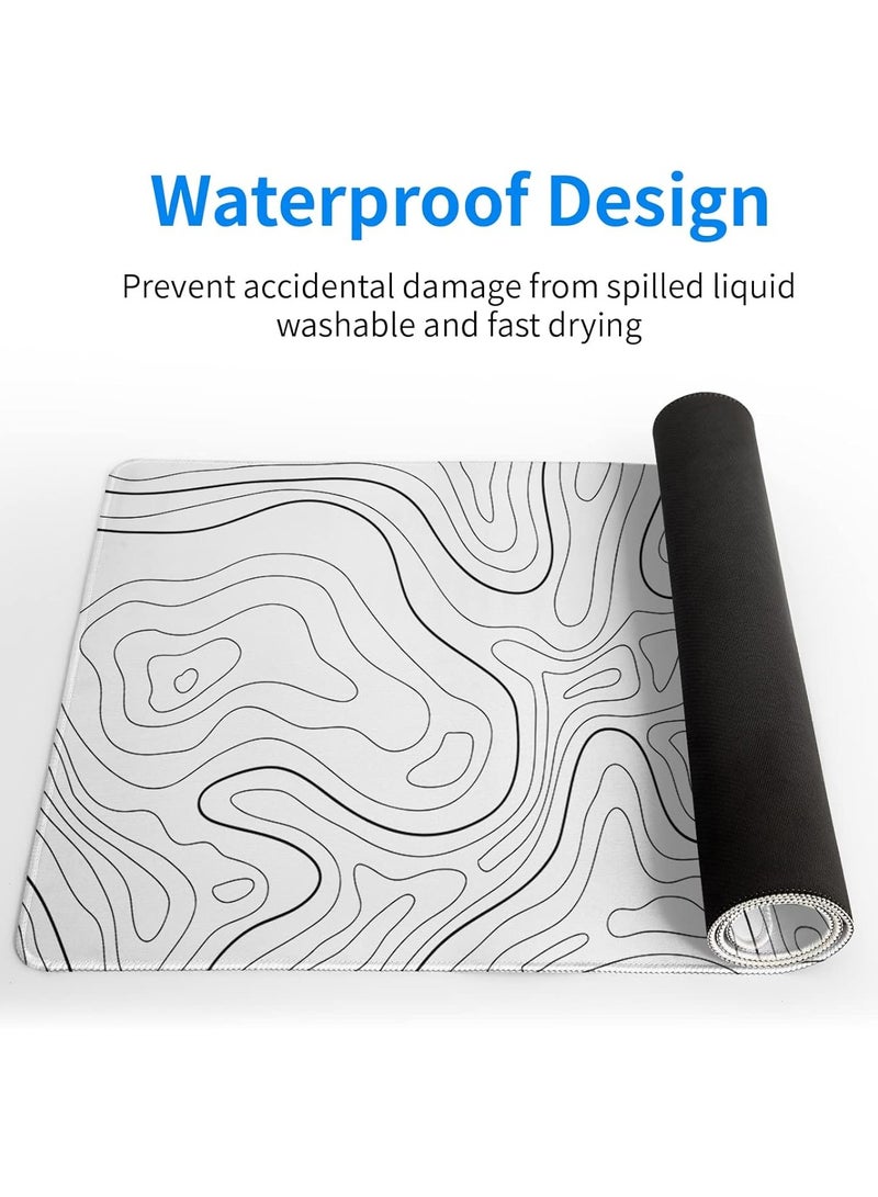 FLOWING Large Mouse Pad Extended Gaming Mouse Pad Non-Slip Rubber Base Mouse pad Office Desk Mat Desk Pad Smooth Cloth Surface Keyboard Mouse Pads for Computers (800 * 300 * 3mm） - Image 4