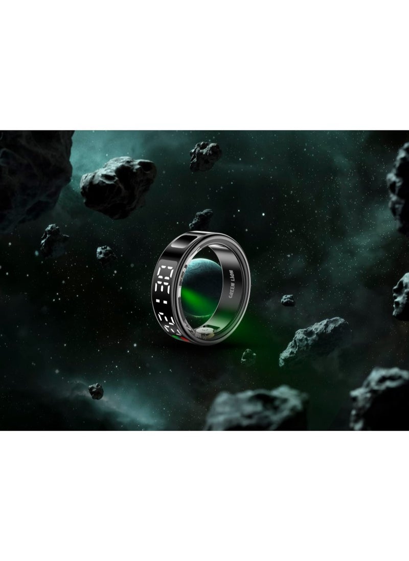 GREEN LION - Smart Ring Pro with Digital Display & Magnetic Charging Case / Size 11-20.6mm / Remote Snap / Calories Calculation / 128 Sports Modes / Personal Settings / Heart Rate Monitoring - Black - Image 1