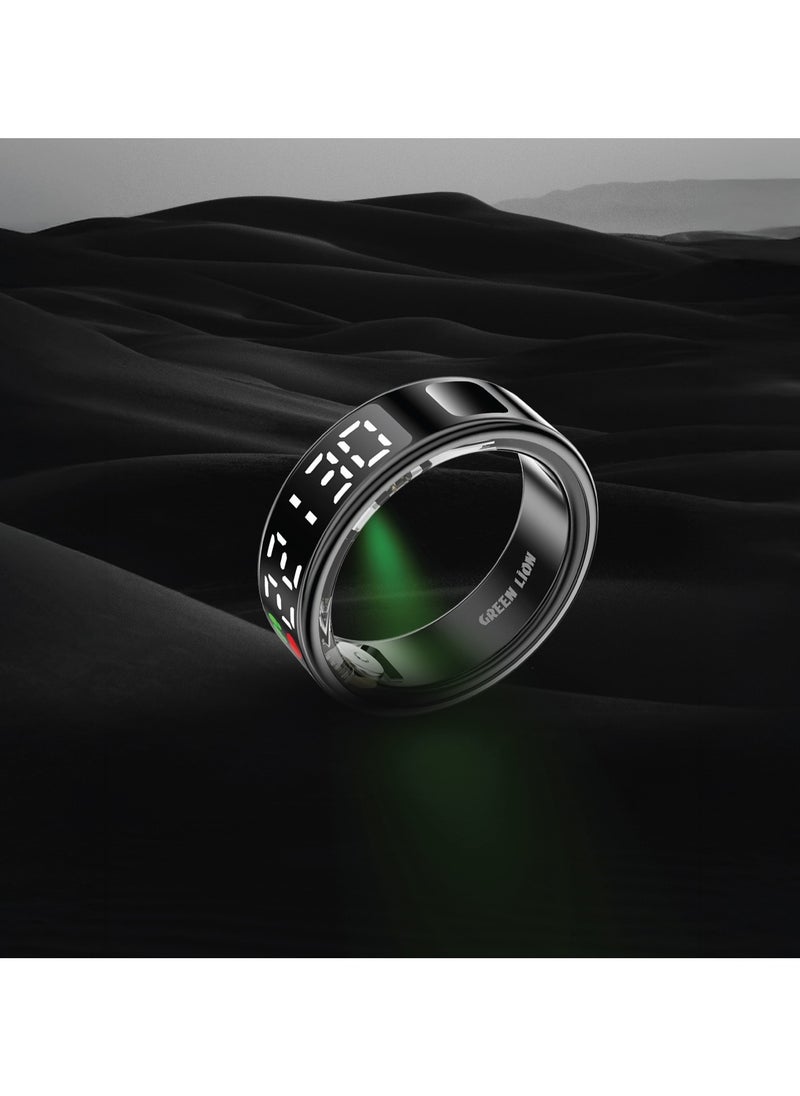 GREEN LION - Smart Ring Pro with Digital Display & Magnetic Charging Case / Size 11-20.6mm / Remote Snap / Calories Calculation / 128 Sports Modes / Personal Settings / Heart Rate Monitoring - Black - Image 1