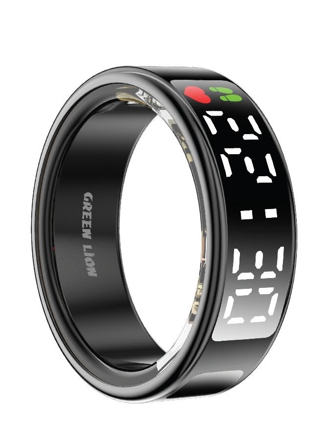 GREEN LION - Smart Ring Pro with Digital Display & Magnetic Charging Case / Size 11-20.6mm / Remote Snap / Calories Calculation / 128 Sports Modes / Personal Settings / Heart Rate Monitoring - Black - Image 1