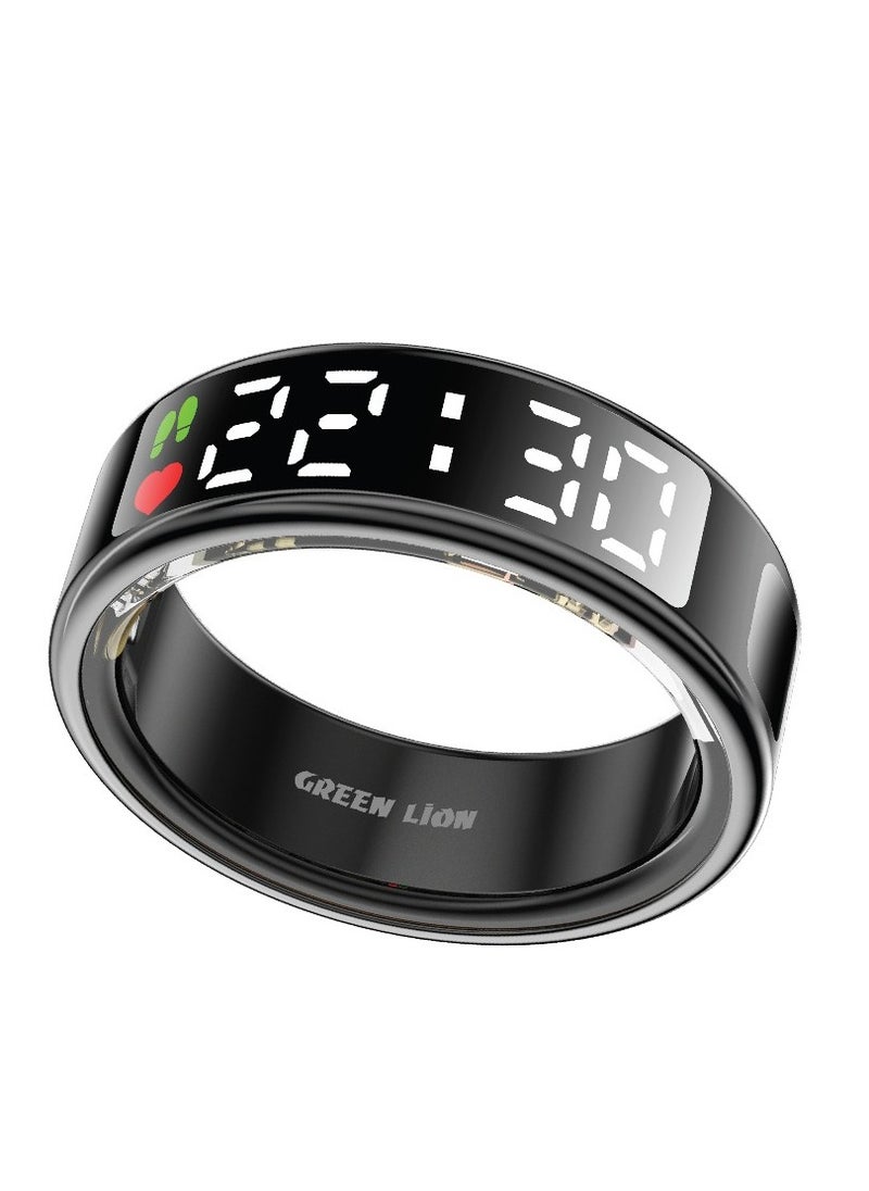 GREEN LION - Smart Ring Pro with Digital Display & Magnetic Charging Case / Size 11-20.6mm / Remote Snap / Calories Calculation / 128 Sports Modes / Personal Settings / Heart Rate Monitoring - Black - Image 1