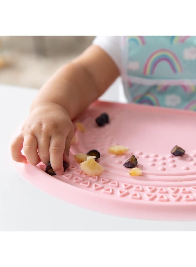 Bumkins Baby Silicone Sensory Placemat, for Babies and Toddlers, Suction Mat for Restaurants, Stick On High Chairs and Tables, Eating Finger Foods, Baby Led Weaning Essentials, Ages 6 Months Up, Pink - Image 4