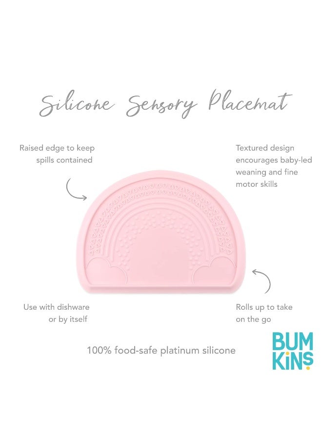 Bumkins Baby Silicone Sensory Placemat, for Babies and Toddlers, Suction Mat for Restaurants, Stick On High Chairs and Tables, Eating Finger Foods, Baby Led Weaning Essentials, Ages 6 Months Up, Pink - Image 5